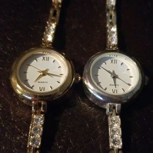 Sterling silver and goldtone overlay watch pair